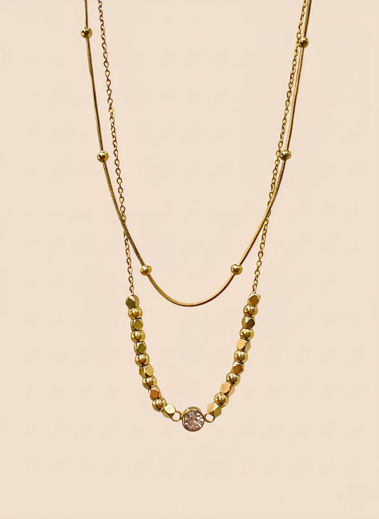 Double-Layered Crystal Necklace