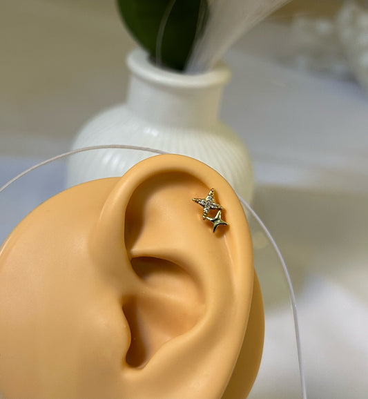 Dainty Dual Celestial Star Piercing
