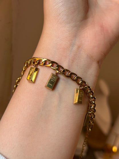 Gold Bar Charm Bracelet