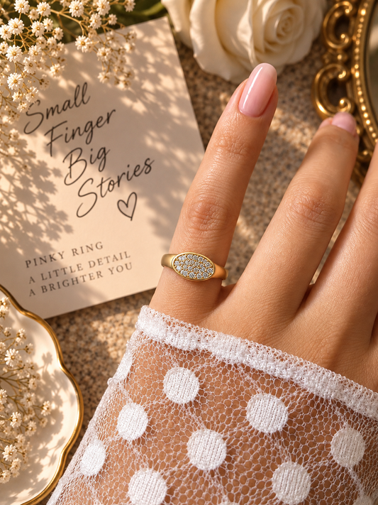 Shimmering Oval Pinky Ring
