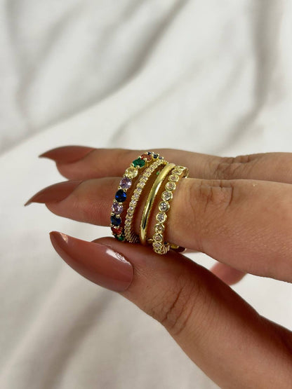 Multi-Band Colorful Zircon Ring
