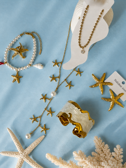 Golden Starfish Jewelry Set