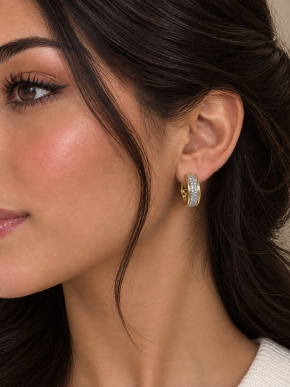 Wide Pavé Zircon Huggie Earrings