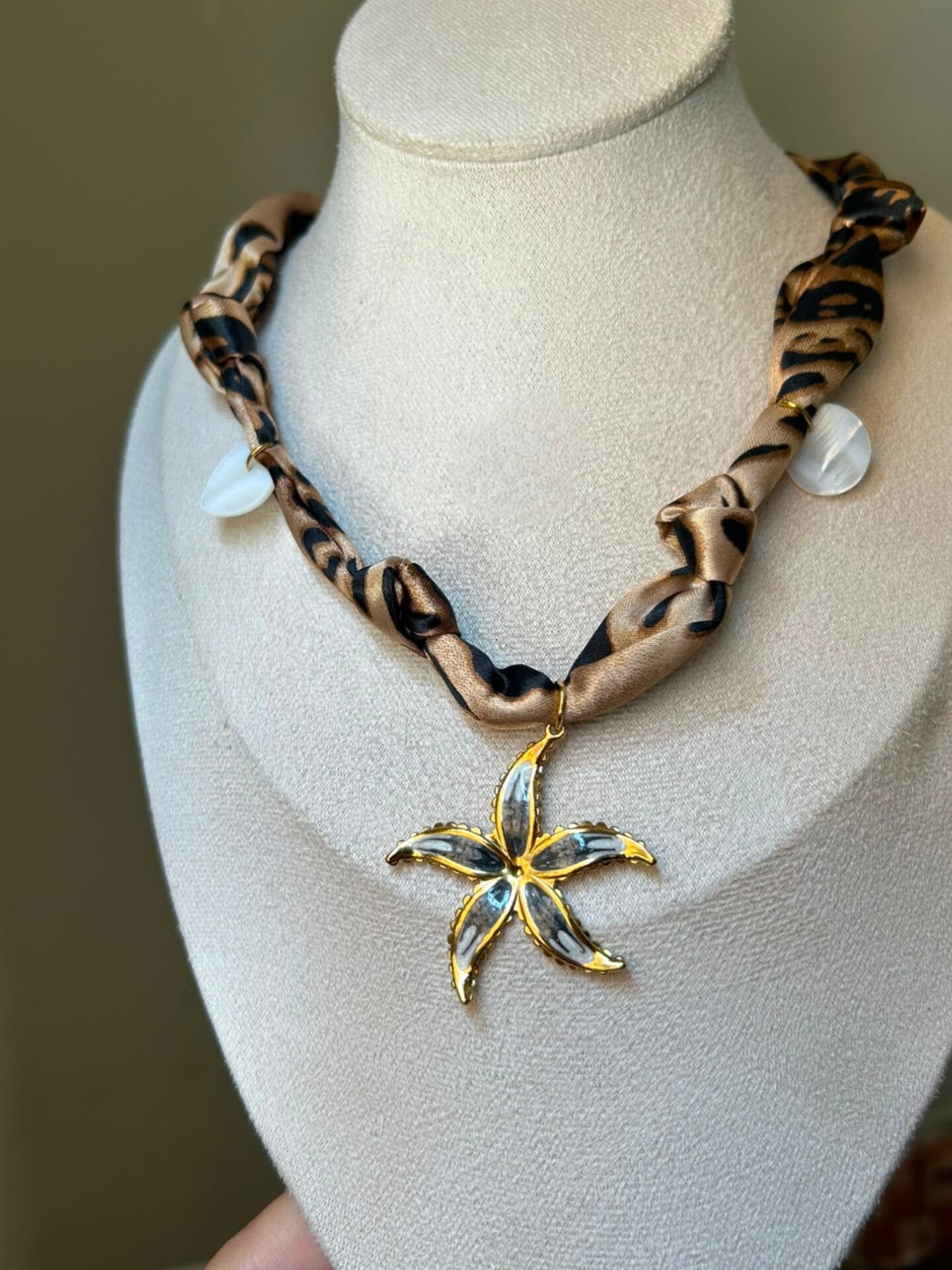 Enamel Starfish Scarf Necklace