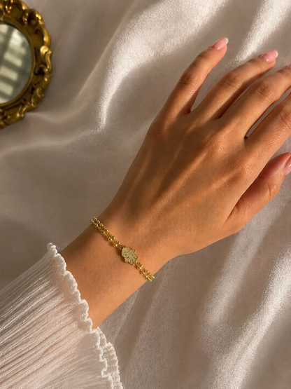 Double-Strand Beaded Hamsa Hand Bracelet
