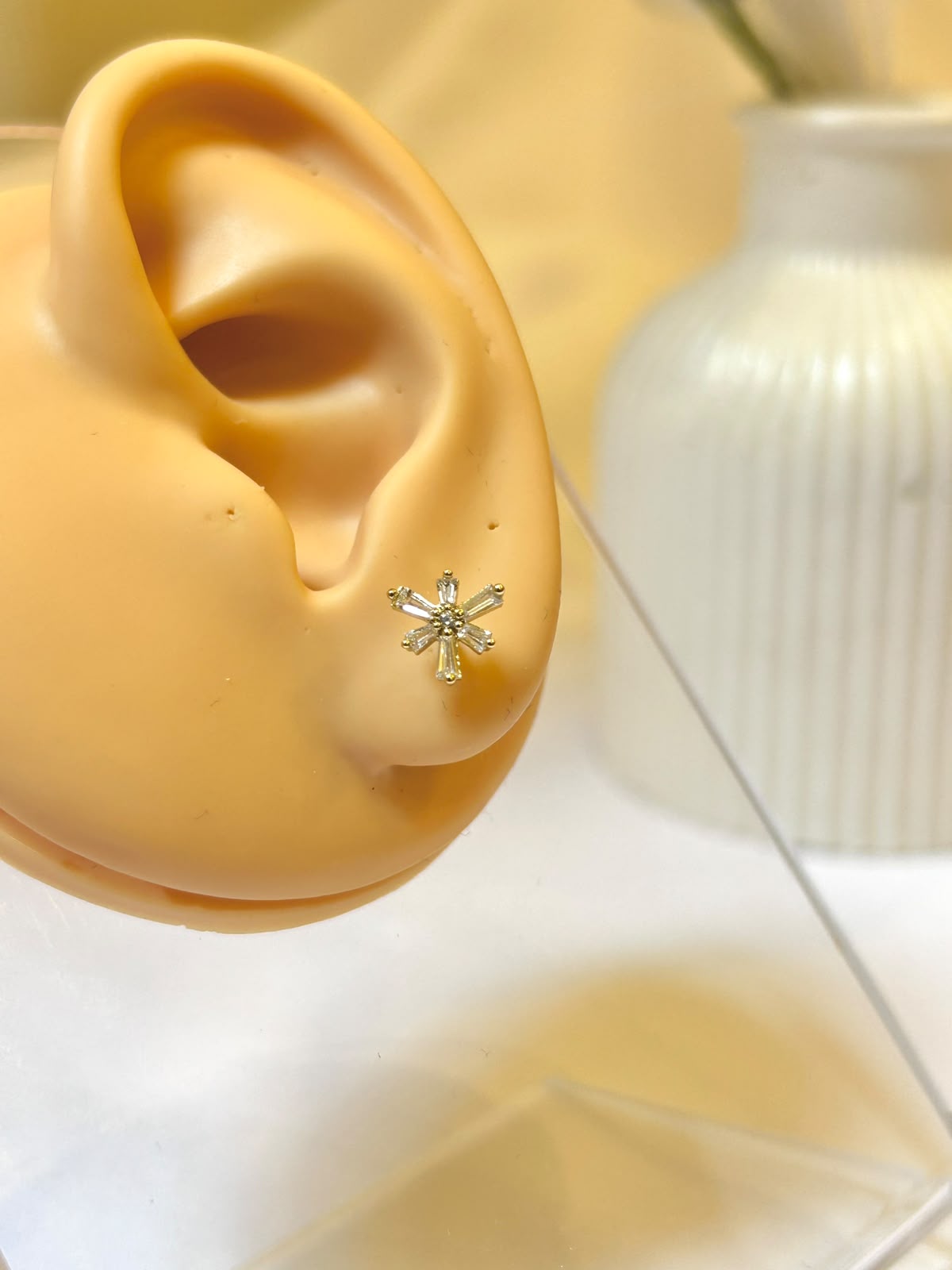Baguette Crystal Snowflake Piercing