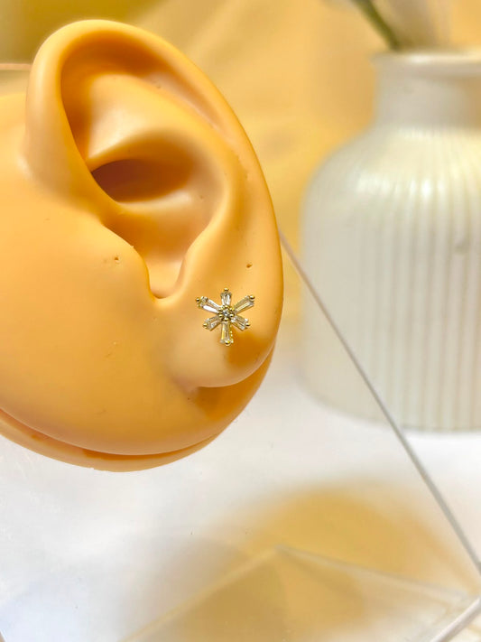 Baguette Crystal Snowflake Piercing