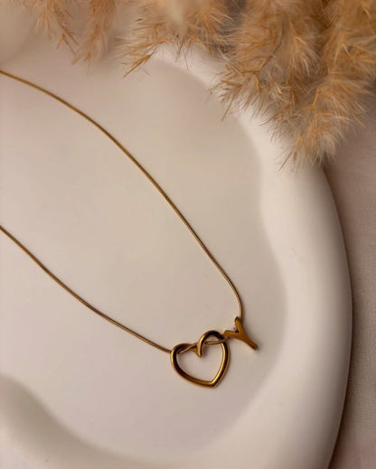 Golden Heart Initial Necklace