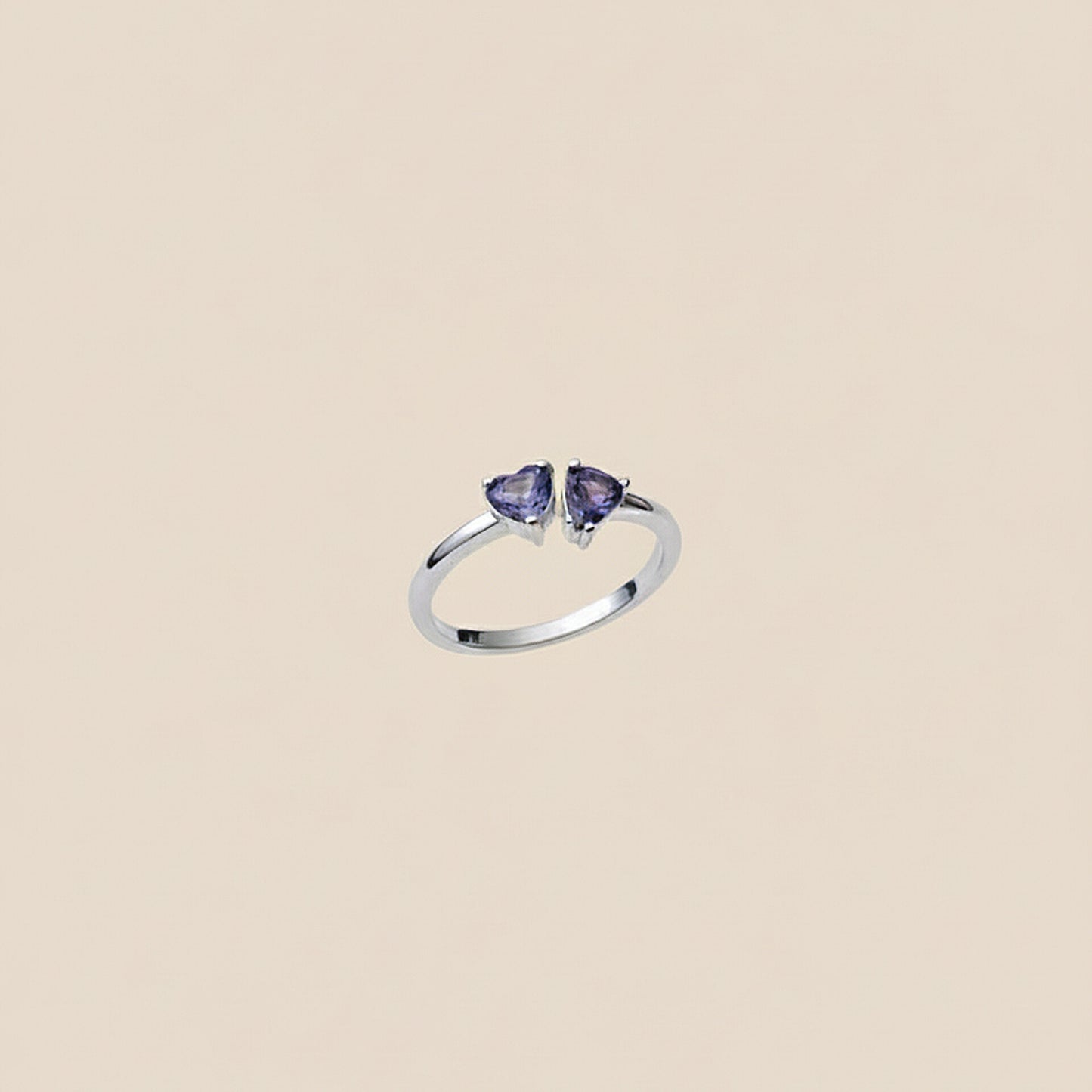 Twin Amethyst Heart Ring