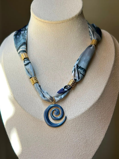 Enamel Spiral Scarf Necklace