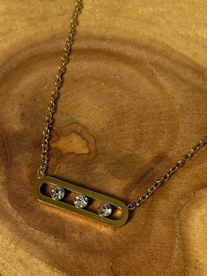 Triple Crystal Bar Necklace