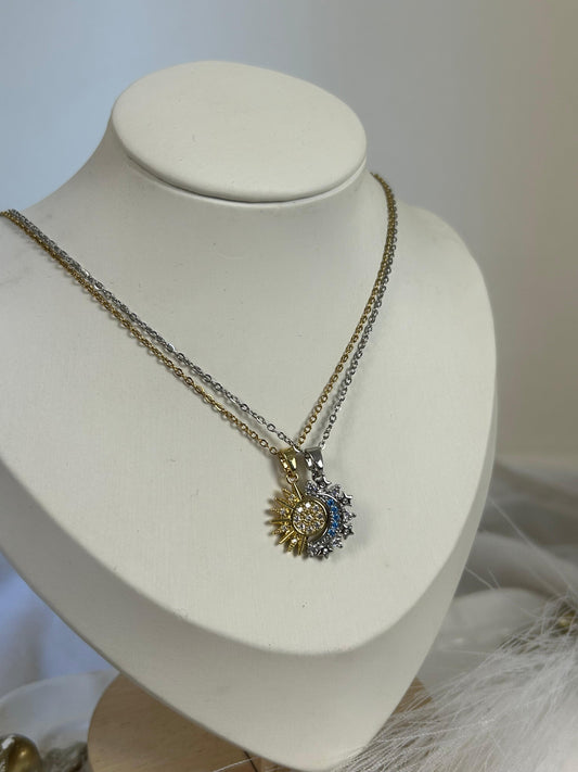 Sun and Moon Necklace Set