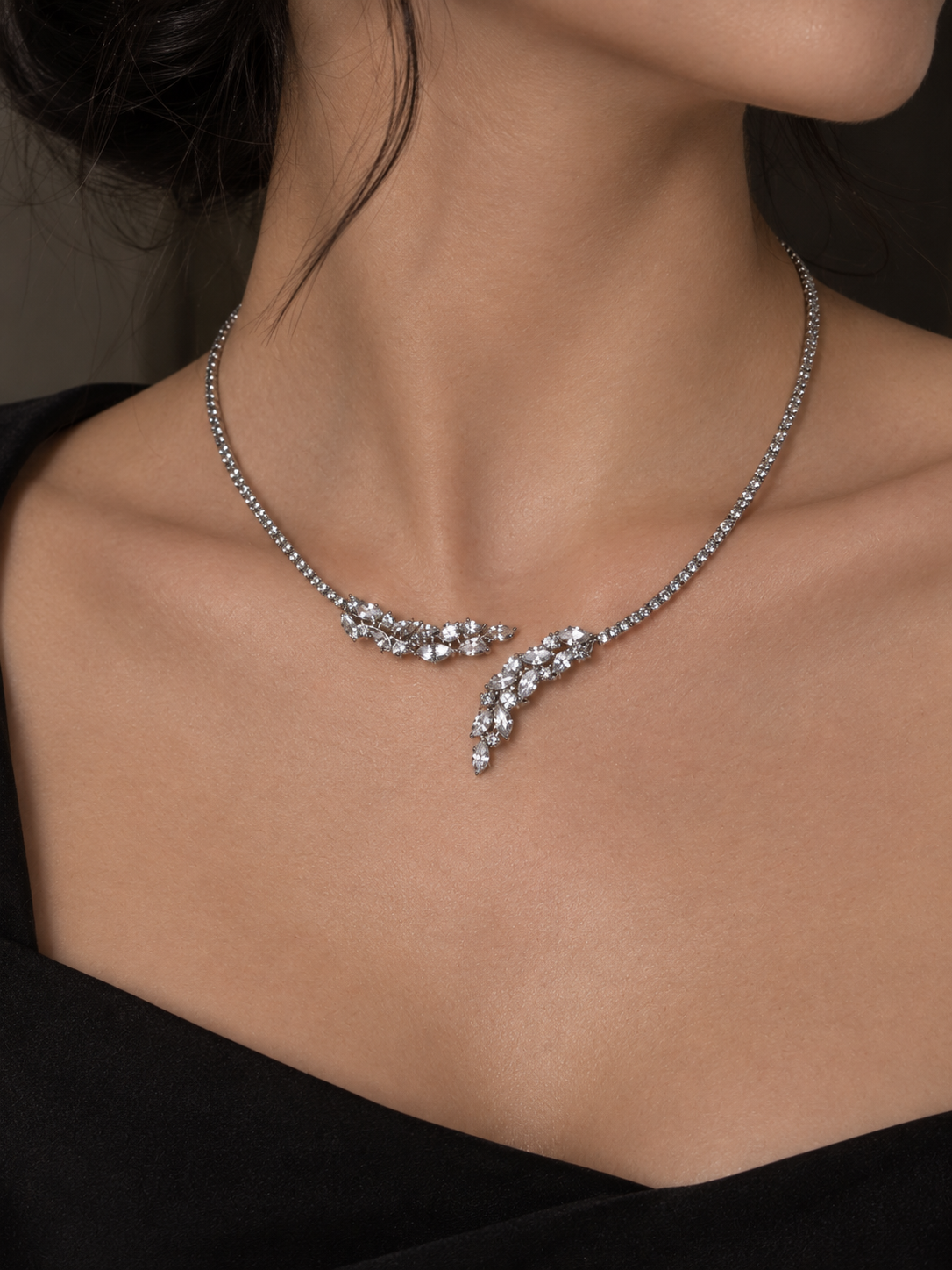 Luminous Crystal Feather Choker