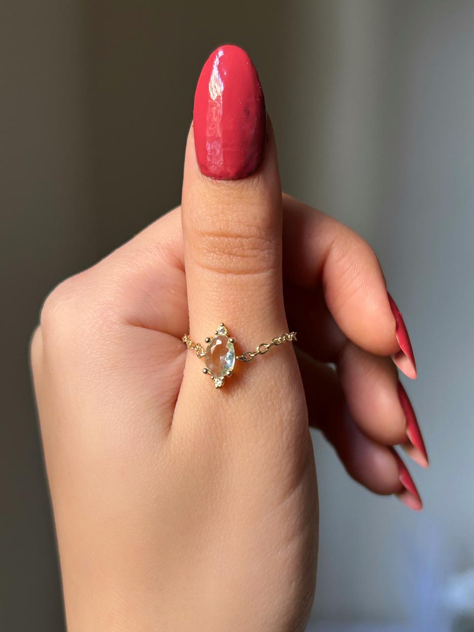 Mint Crystal Glide Ring