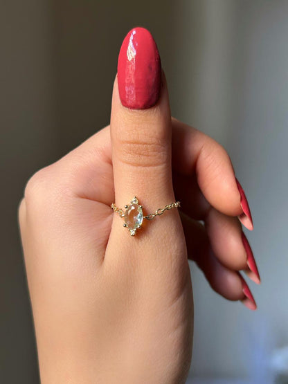 Mint Crystal Glide Ring