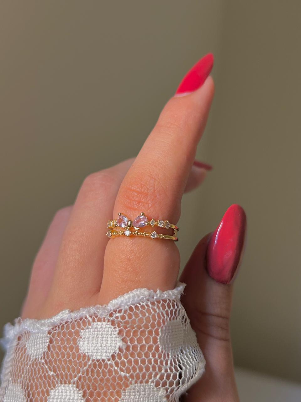 Sparkling Pink Bow Ring