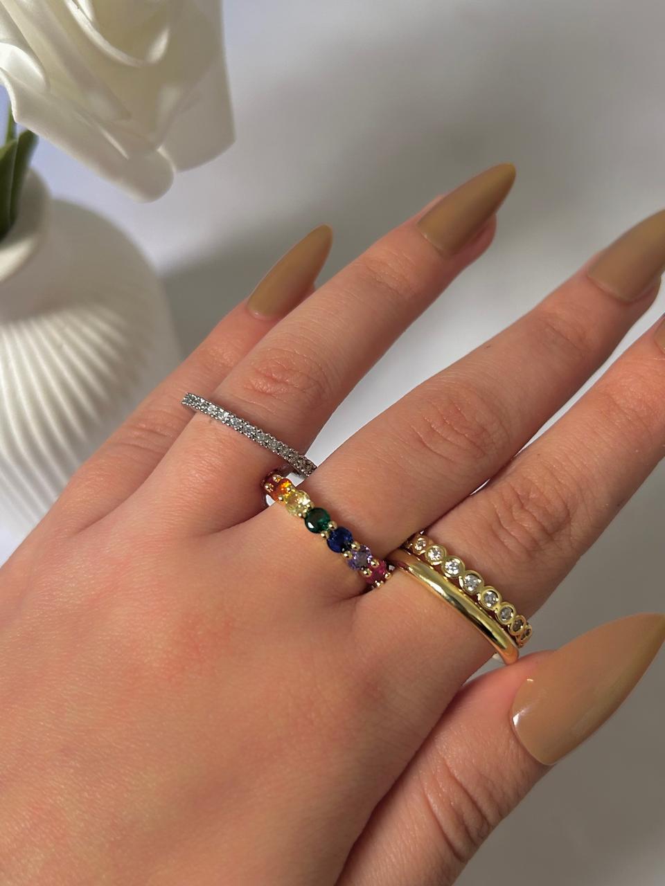 Rainbow Stack Capsule Ring