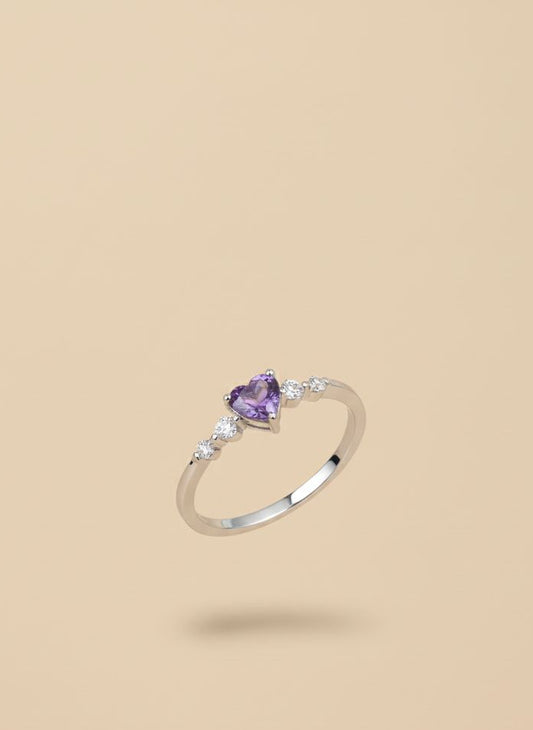 Amethyst Heart Sparkle Ring