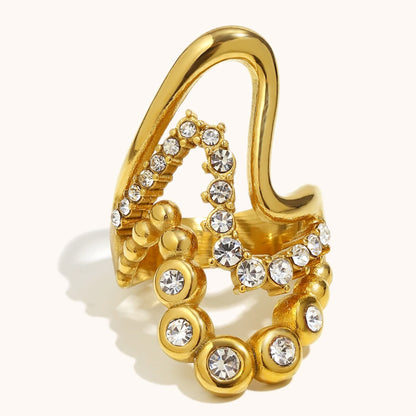 Sparkling Wavy Zircon Ring