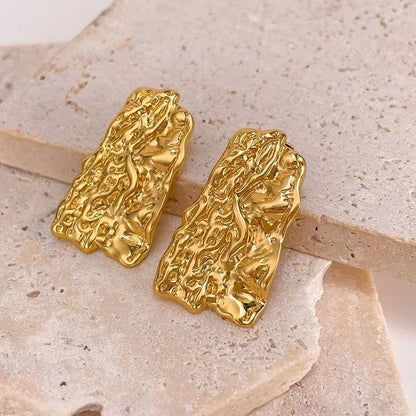 Golden Rock Statement Earrings
