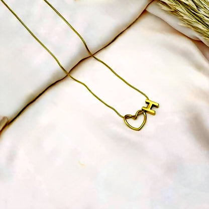 Golden Heart Initial Necklace
