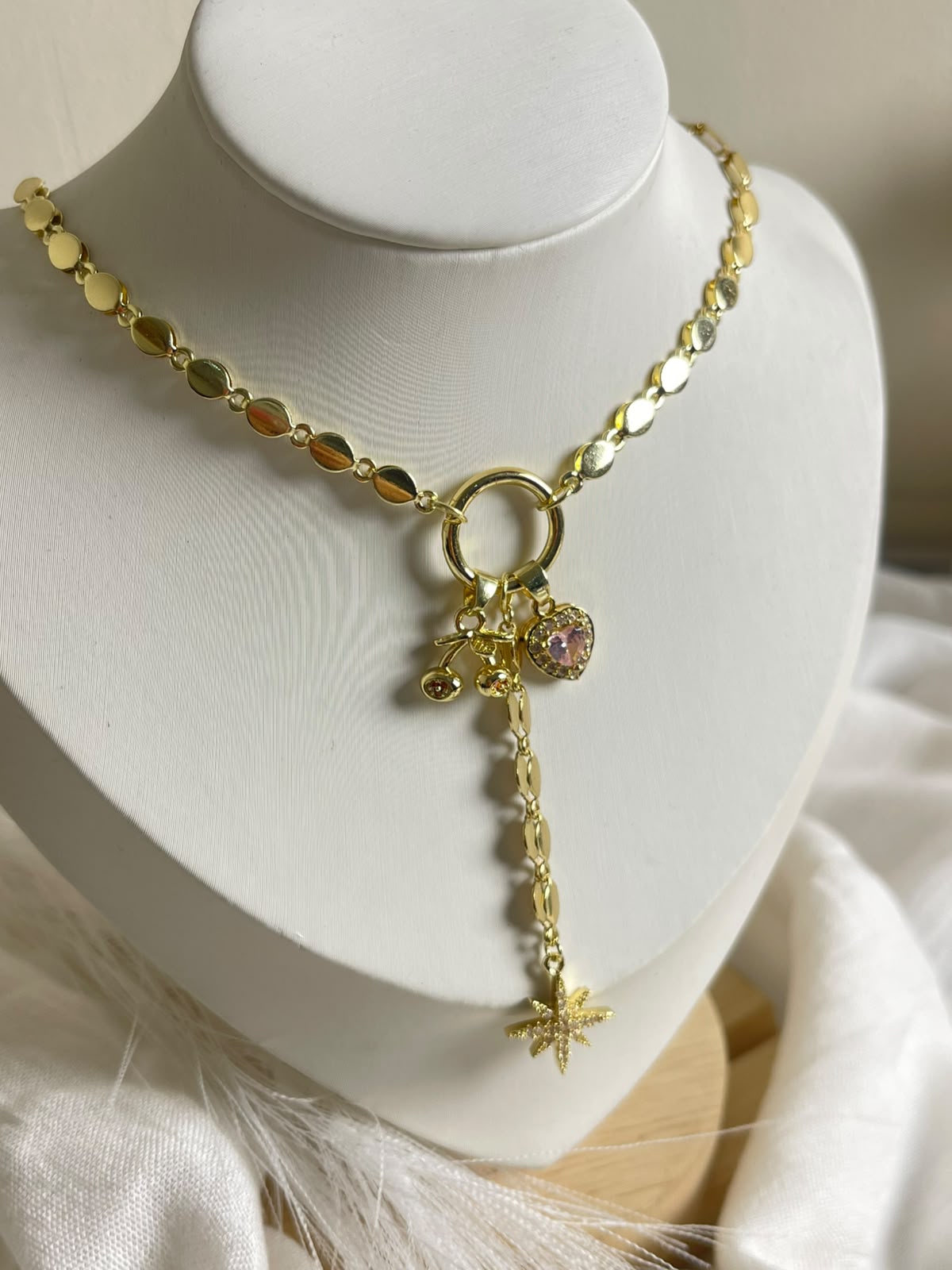 Celestial & Heart Charm Y-Necklace