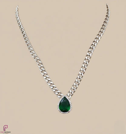 Royal Emerald Halo Necklace