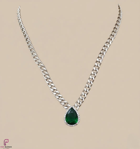 Royal Emerald Halo Necklace
