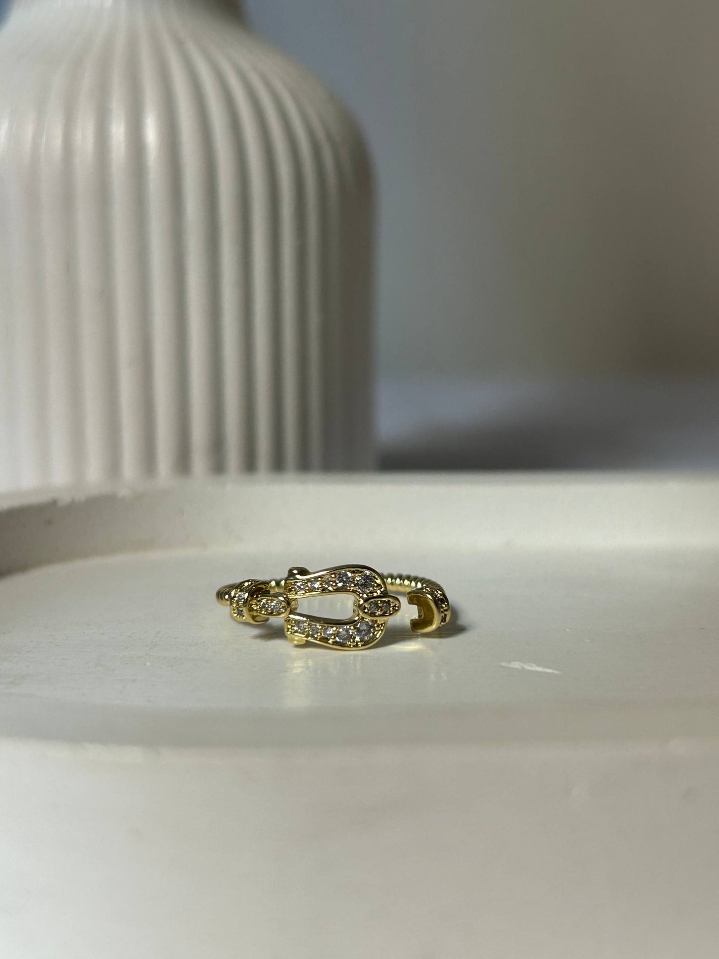 Sparkling Lucky Horseshoe Ring