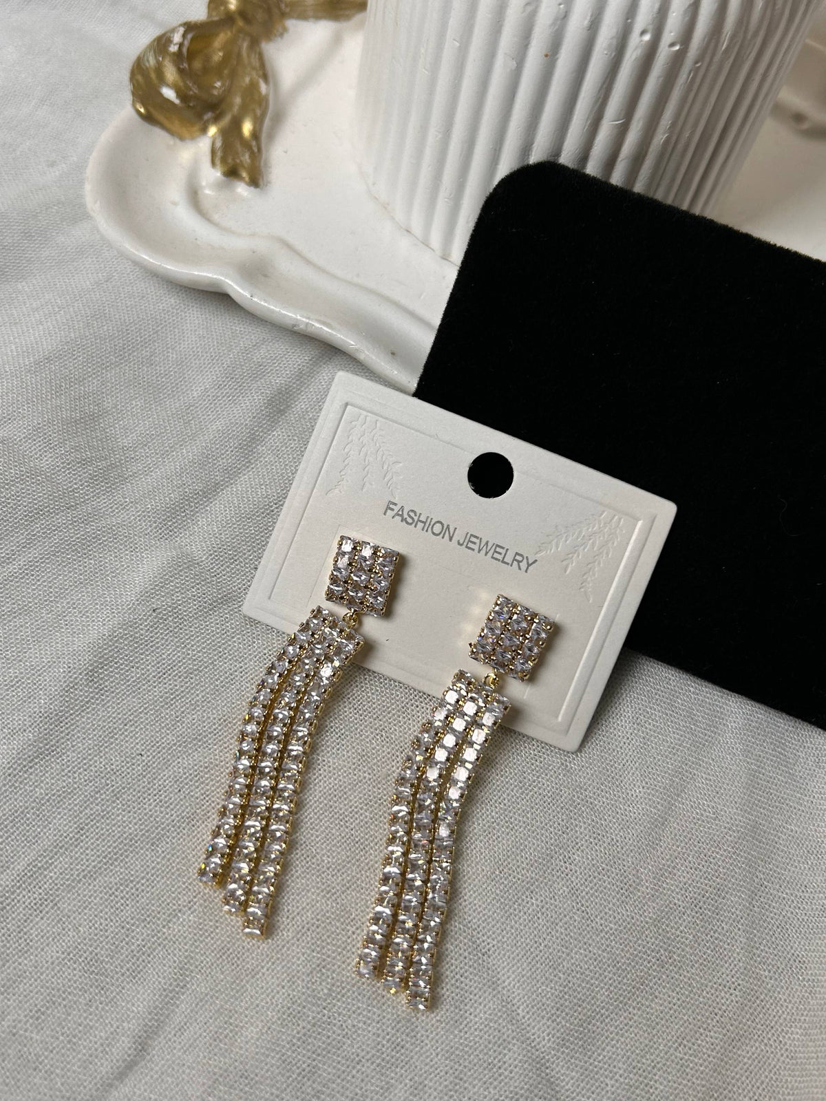 Cascading Zircon Fringe Drop Earrings