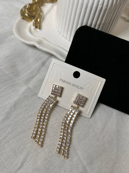 Cascading Zircon Fringe Drop Earrings