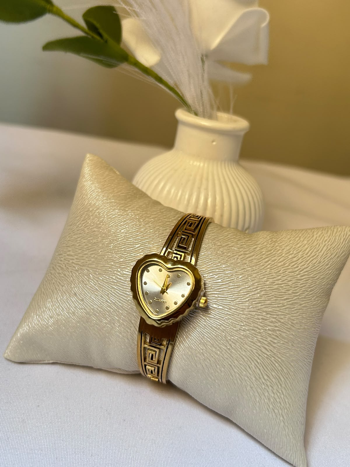 Vintage Heart Greek Key Bangle Watch