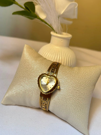 Vintage Heart Greek Key Bangle Watch