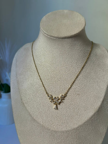 Floral Zirconia Drop Necklace