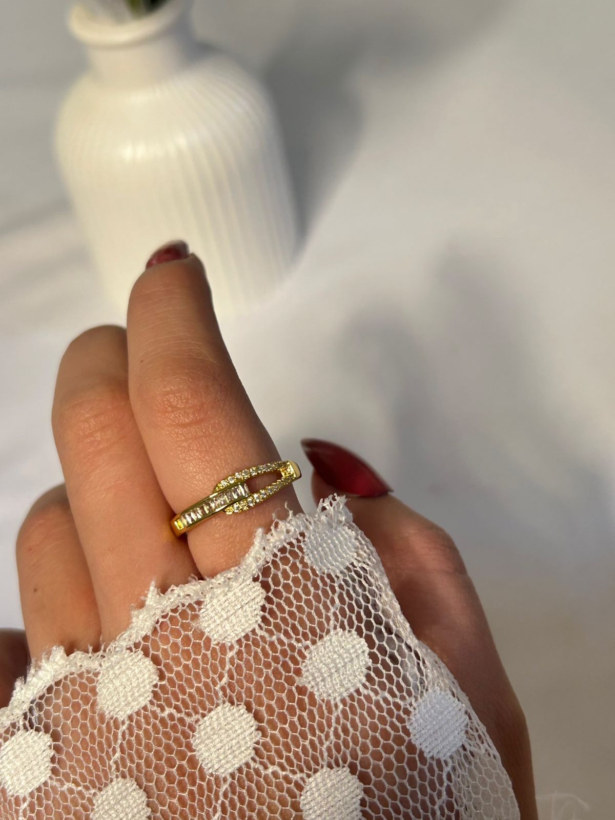 Geometric Elegance Zircon Ring