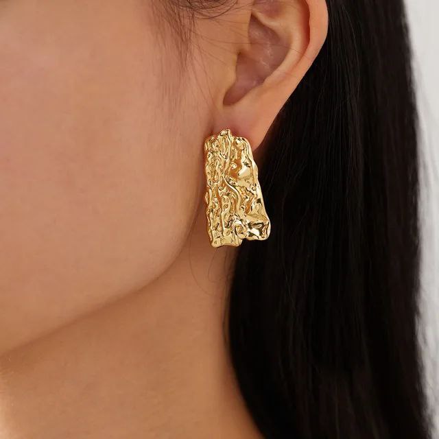 Golden Rock Statement Earrings