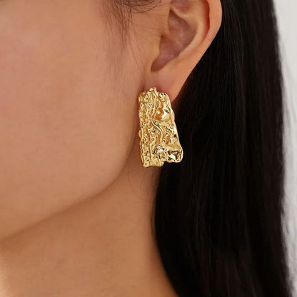 Golden Rock Statement Earrings