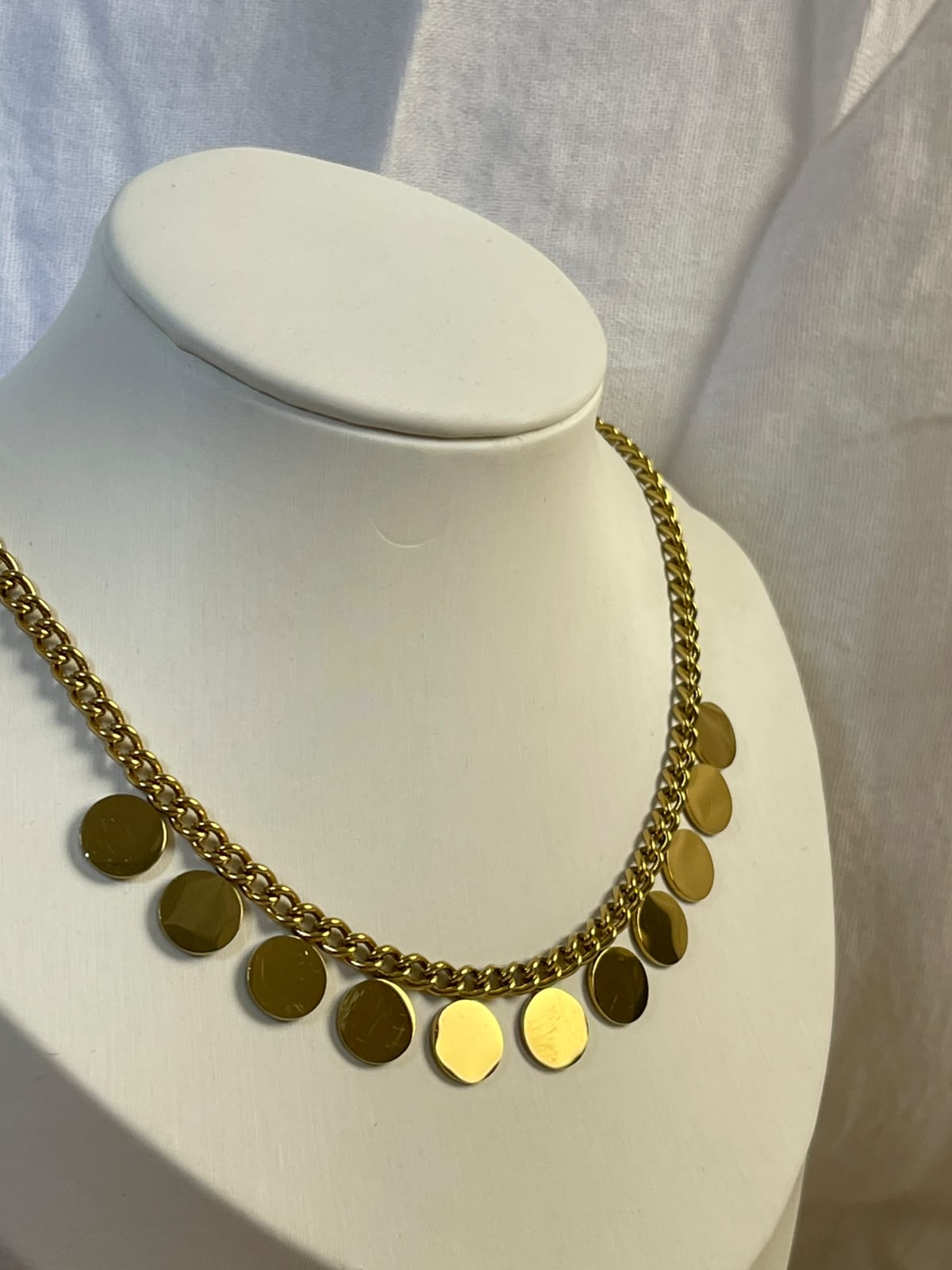 Golden Coin Fringe Chain Necklace