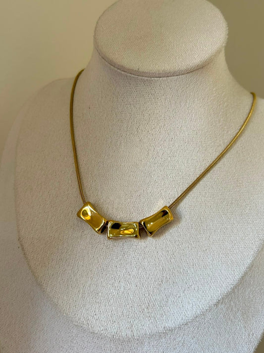 Golden Molten Tube Necklace