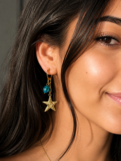 Ocean Blue Starfish Earrings
