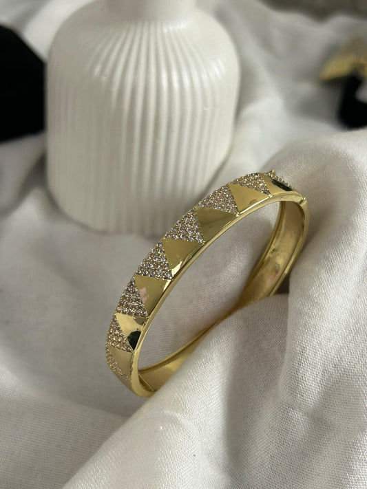 Triangle Pavé Gold Bangle