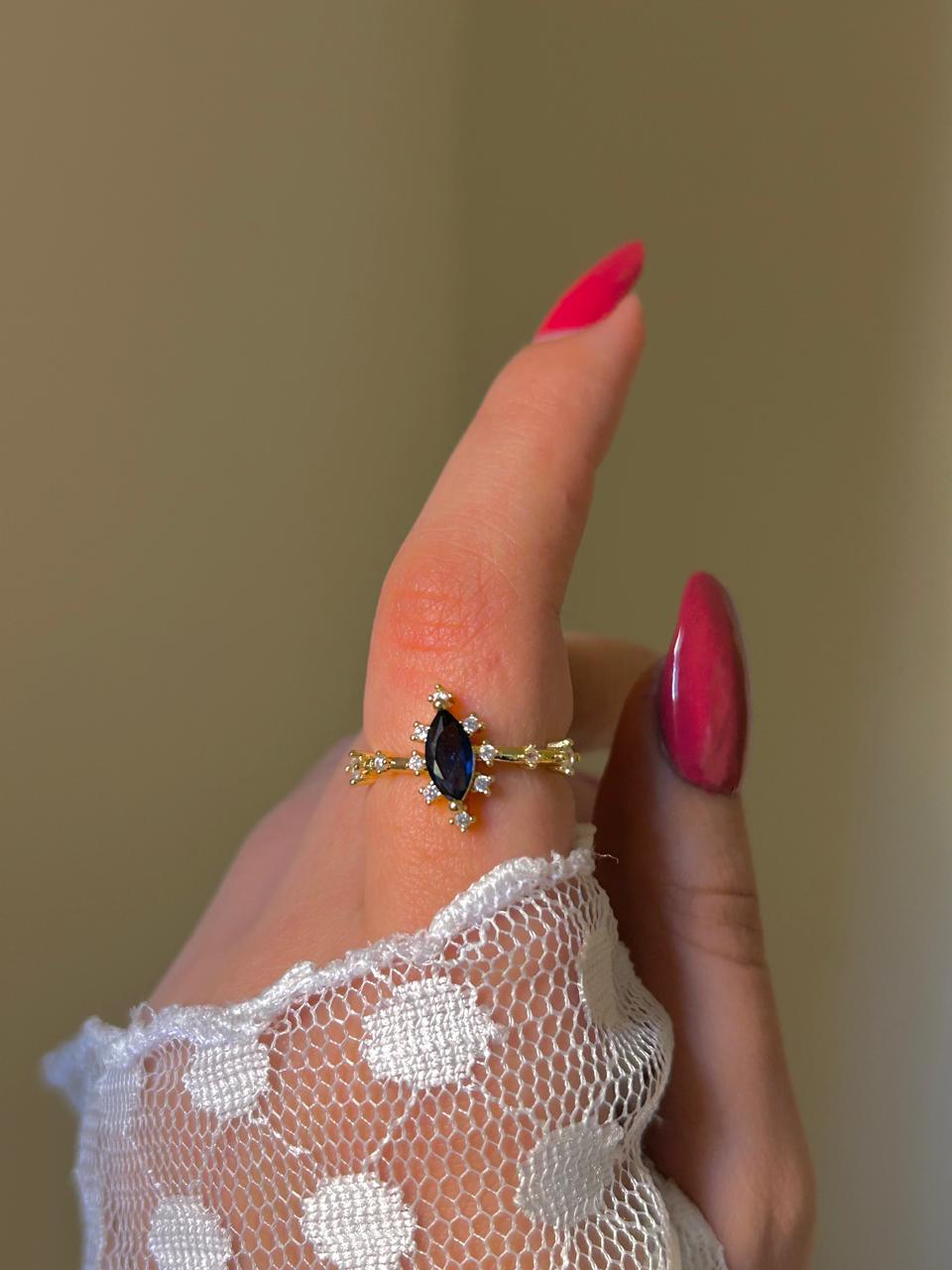 Midnight Sapphire Star Ring