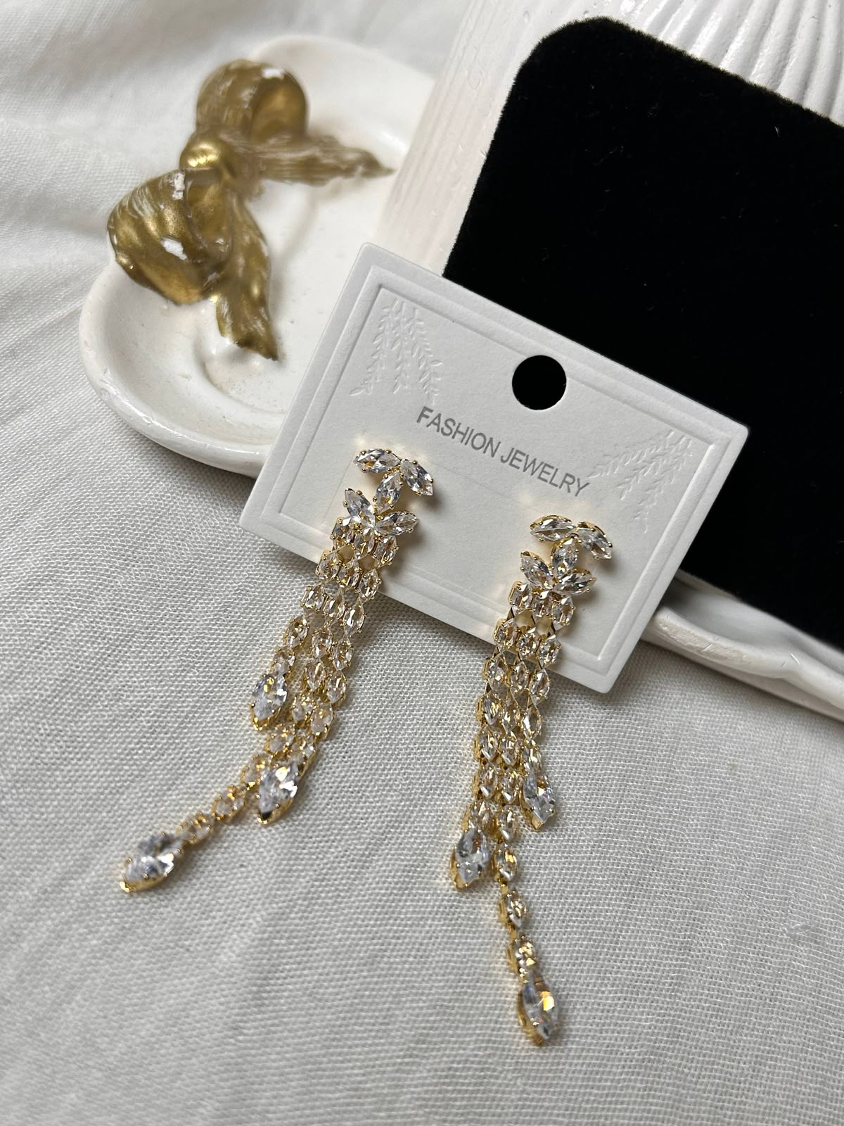 Infinity Knot Zircon Fringe Drop Earrings