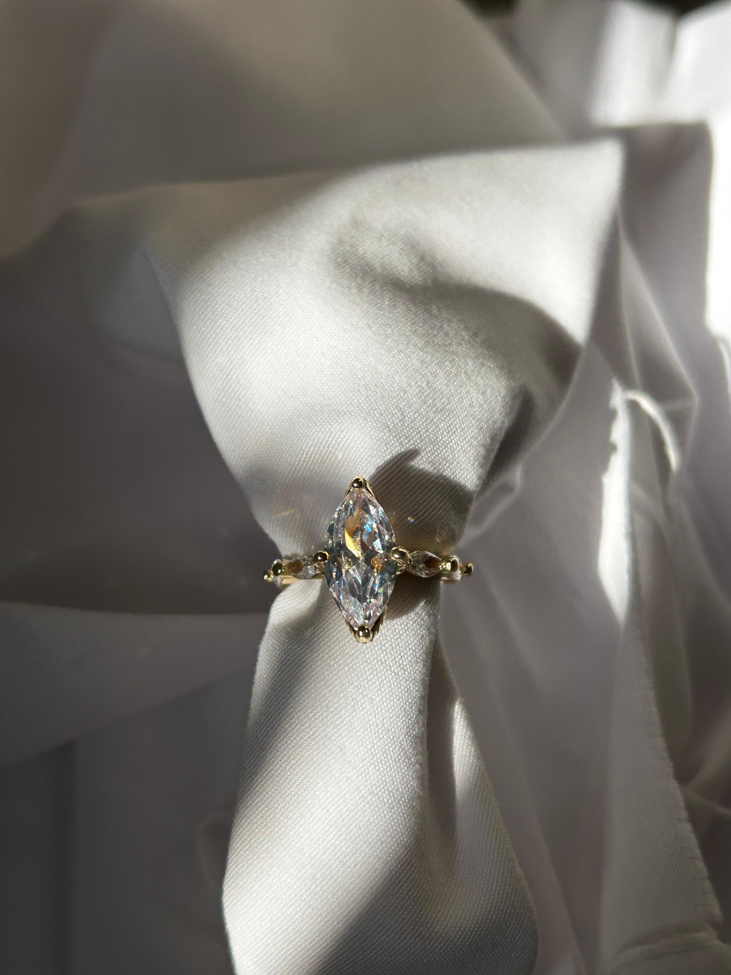 Marquise Solitaire Crown Ring