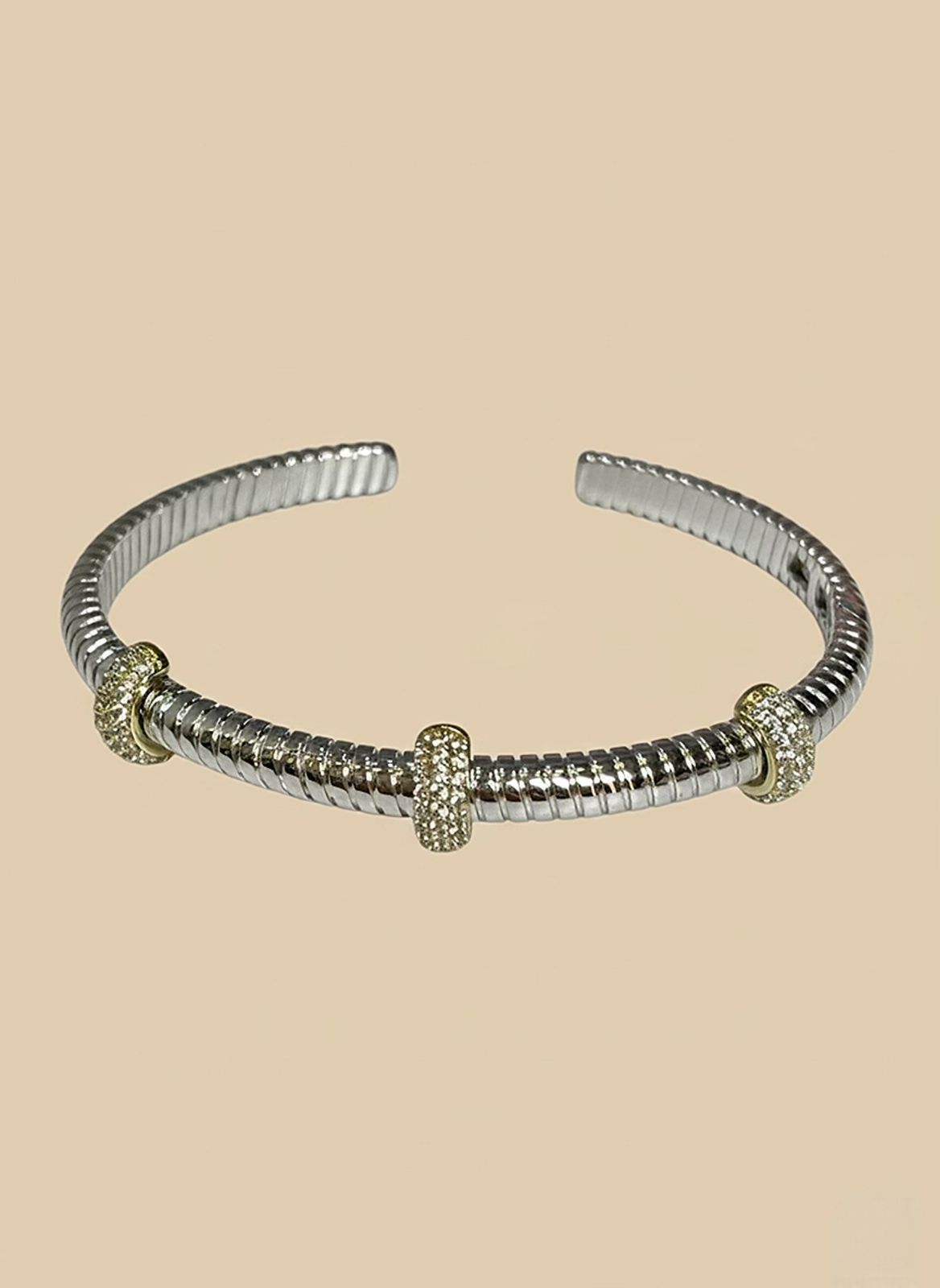 Silver Ribbed Glamour Cuff