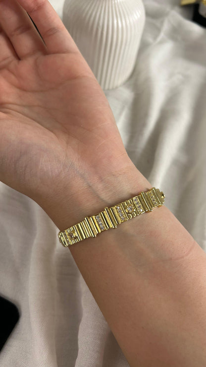 Textured Gold Zircon Bangle
