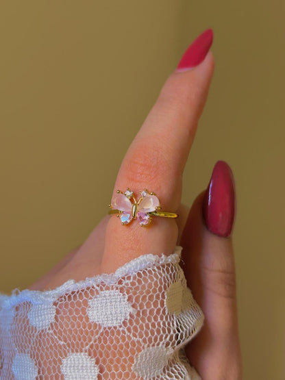 Pink Butterfly Blossom Ring