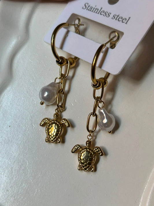 Sea Turtle Hoop Earrings