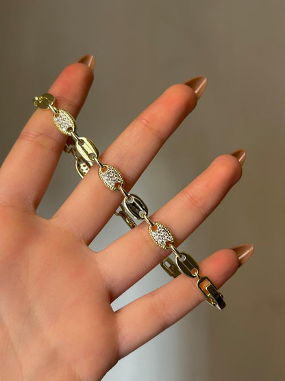 Golden Pave Link Bracelet