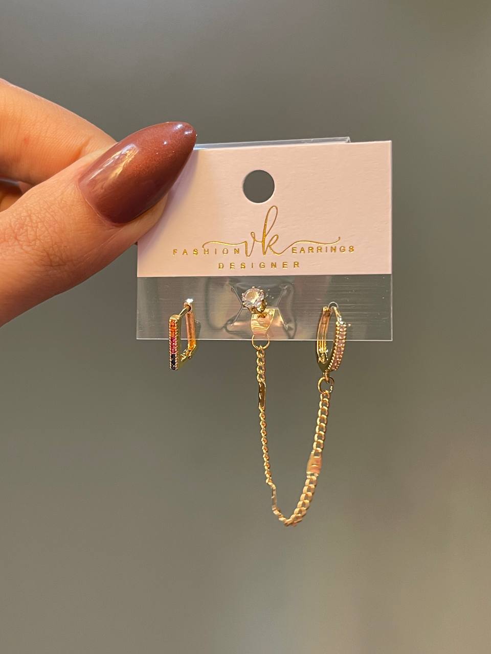 Multi-Tone Geometric Hoop Set